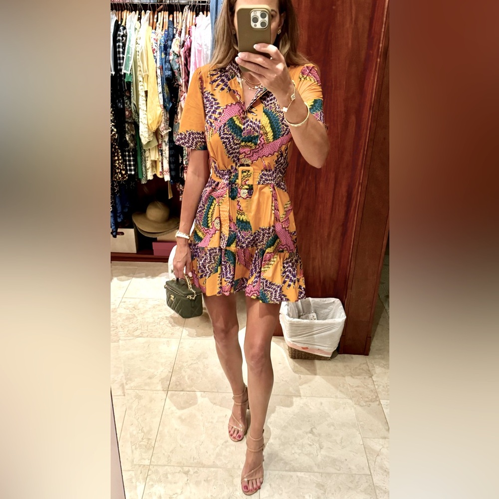 FARM Rio Orange Pink Sundress Sleeveless Mini